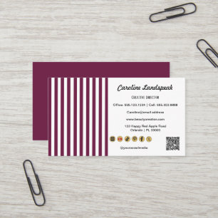Carte De Visite Icônes de médias sociaux Code QR à rayures blanche