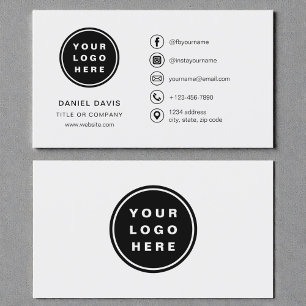 Carte De Visite Icônes de médias sociaux de logo minimaliste gris