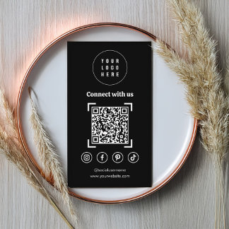 Carte De Visite Icônes de médias sociaux QR Code noir