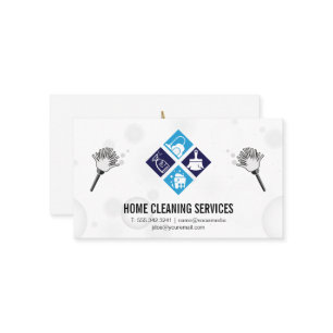 Carte De Visite Icônes de nettoyage à domicile   Dusters