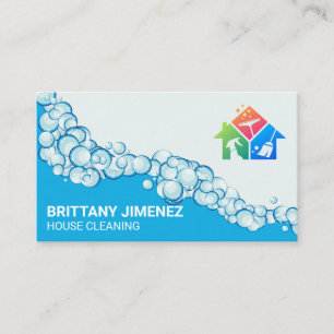 Carte De Visite Icônes de nettoyage   Bulles de savon   Entretien