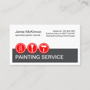 Carte De Visite Icônes de peinture rouge sur couche grise Painter