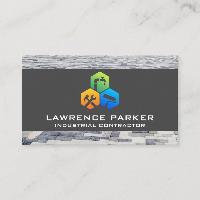 Carte De Visite Icônes de réparation du constructeur | Ouvrier de  (Devant)