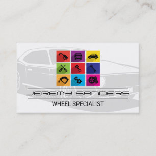 Carte De Visite Icônes de service   Logo de pneu de voiture automa