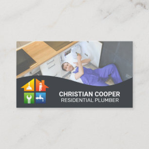 Carte De Visite Icônes des services de plomberie   Travail du plom