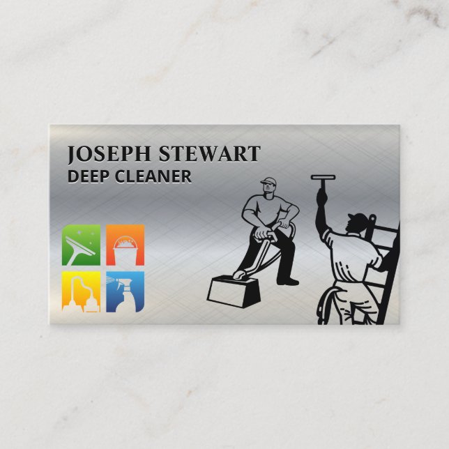 Carte De Visite Icônes du service de nettoyage | Vapeur | Nettoyeu (Devant)