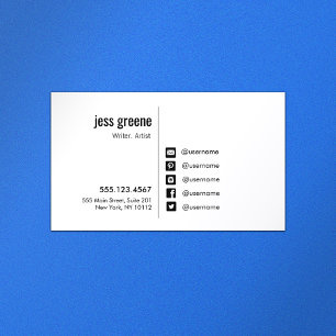 Carte De Visite Icônes professionnelles de médias sociaux en noir 
