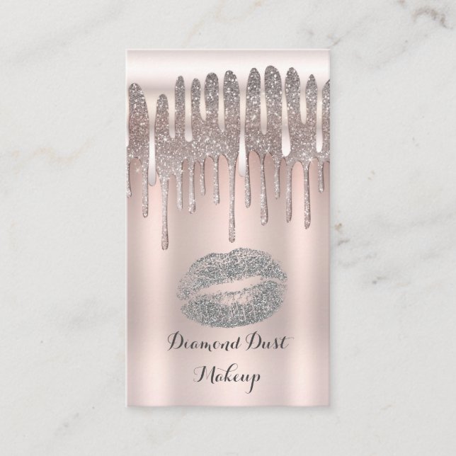Carte De Visite Icy Rose Silver Lips Kiss Diamond Parties scintill (Devant)