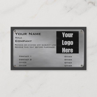 Carte de visite II en métal - argent avec le logo