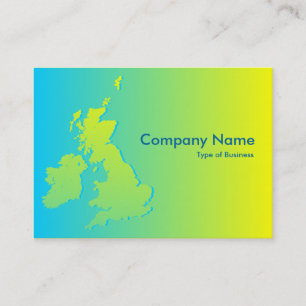 Carte De Visite Îles Britanniques Bleu ombragé à Jaune