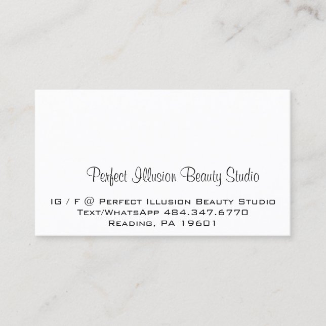 Carte De Visite Illusion Parfaite Beauté Studio Services Black Whi (Devant)