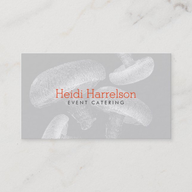 Carte De Visite Illustration à l'écran de champignons blanc/gris (Devant)