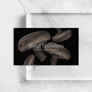 Carte De Visite Illustration À L'Écran De Champignons Tan/Noir