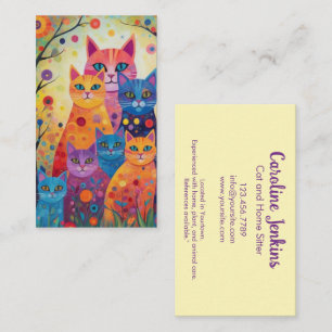 Carte De Visite Illustration Abstraite Whimsical chats colorés