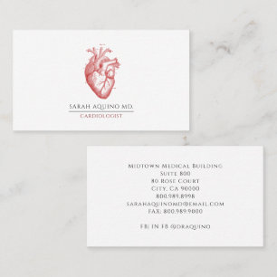 Carte De Visite Illustration anatomique du cœur de médecin cardiol