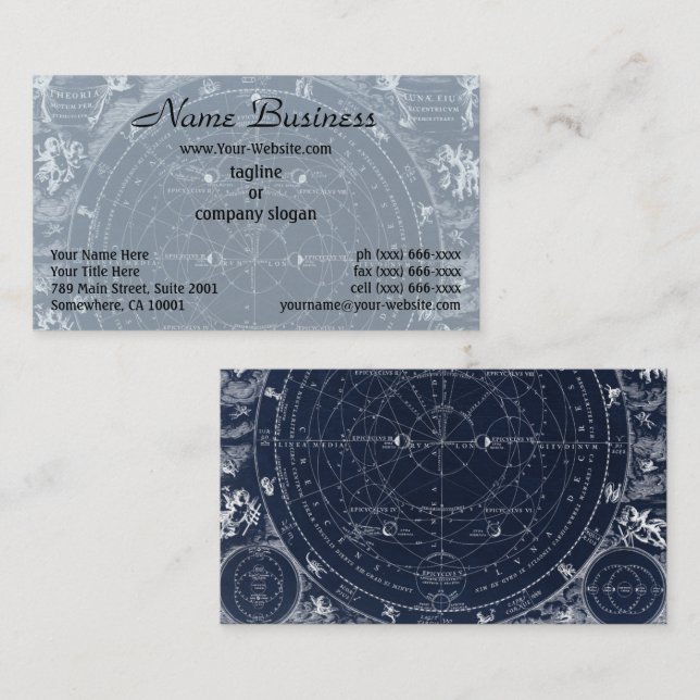 Carte De Visite Illustration antique de l'astrologie et de l'astro (Devant / Derrière)