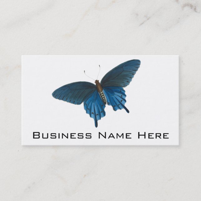 Carte De Visite Illustration bleue de papillon (Devant)