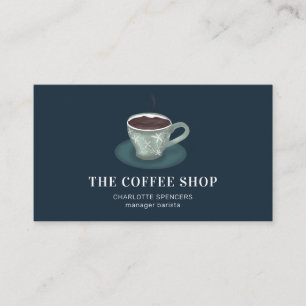 Carte De Visite Illustration bleue du joli café vert moderne