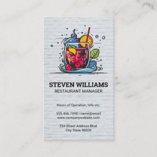 Carte De Visite Illustration Cocktail Drink Restaurant