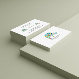 Carte De Visite Illustration colorée de l'éléphant floral rétro