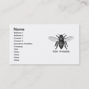 Carte De Visite Illustration d'abeille ouvrière vintage
