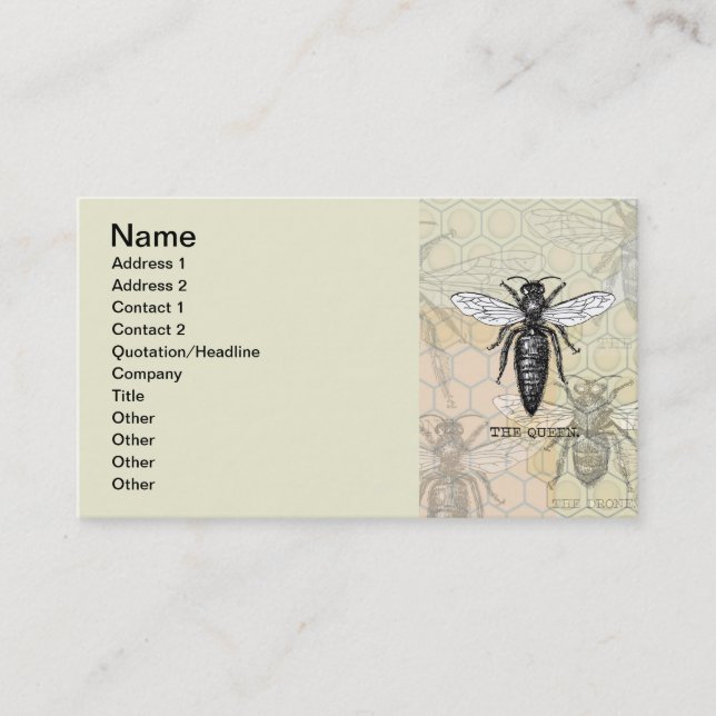 Carte De Visite Illustration d'antiquité de l'insecte de la reine  (Devant)