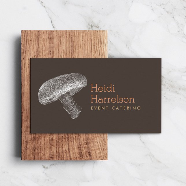 Carte De Visite Illustration de champignons blanc/Brown - Restaura (Créateur téléchargé)
