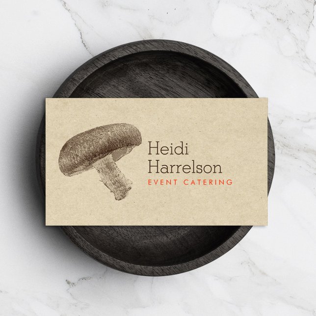 Carte De Visite Illustration de champignons Brown/Tan - Restaurati (Créateur téléchargé)