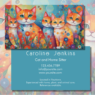 Carte De Visite Illustration de chats colorés et fantaisistes avec