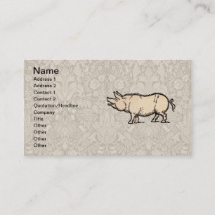 Carte De Visite Illustration de cochon antique mignon vintage