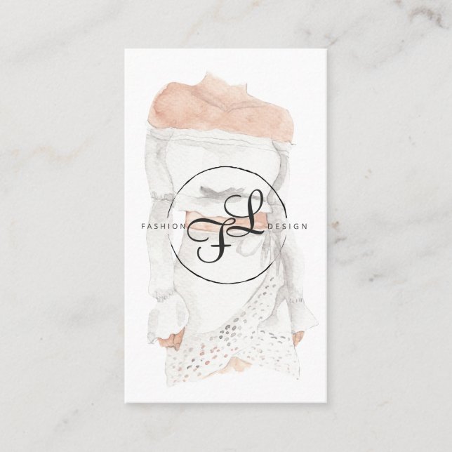 Carte De Visite Illustration de conception de mode aquarelle (Devant)