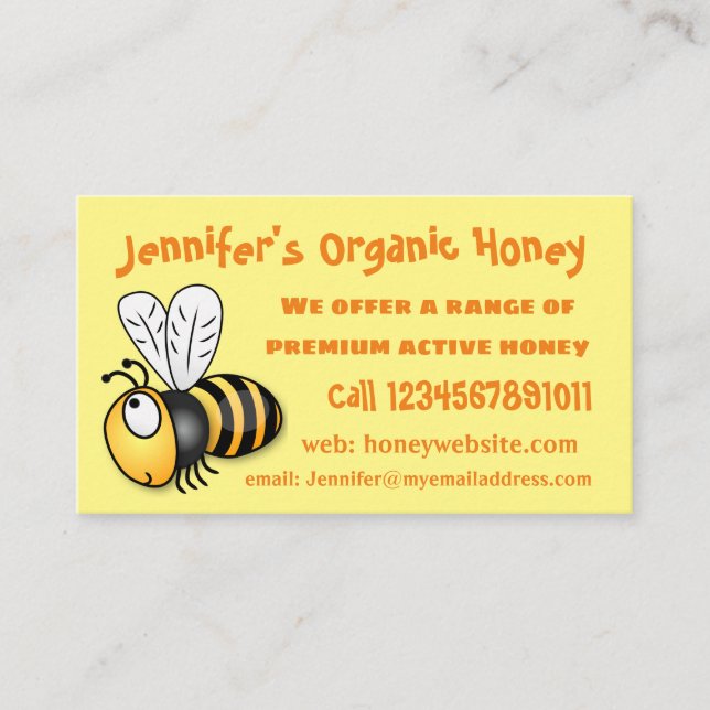 Carte De Visite Illustration de dessin animé d'abeilles joyeux (Devant)