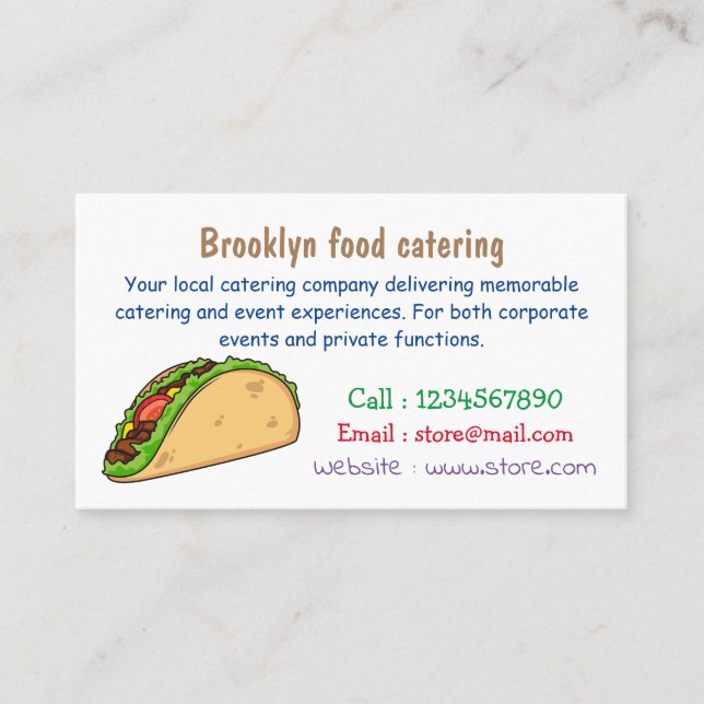 Carte De Visite Illustration de dessin sur Taco (Devant)