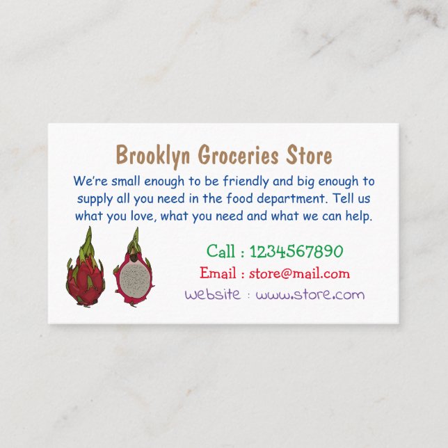 Carte De Visite Illustration de dragon fruit (Devant)