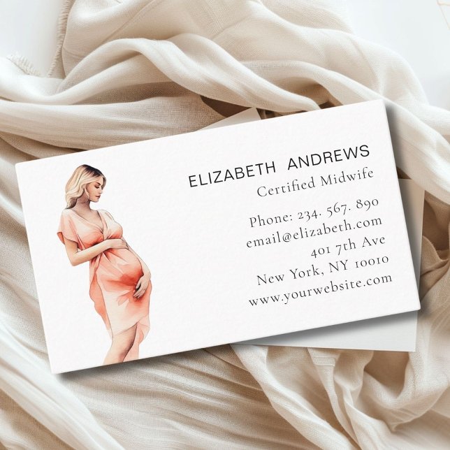 Carte De Visite Illustration de femme enceinte, tout simplement (Pregnant Woman Illustration, Business Card for Midwifes and other Service Providers.)