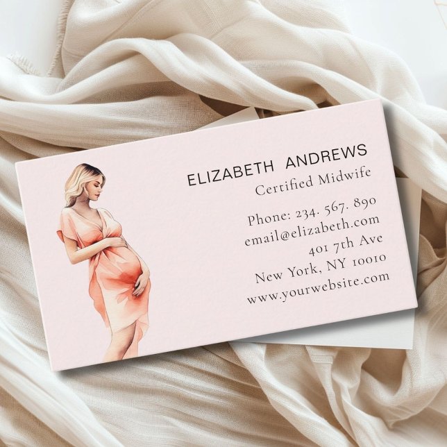 Carte De Visite Illustration de femme enceinte, tout simplement (Pregnant Woman Illustration, Business Card for Midwifes and other Service Providers.)
