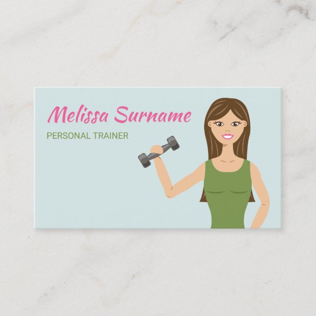 Carte De Visite Illustration de fille de remise en forme mignonne  (Devant)