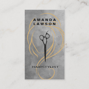 Carte De Visite Illustration de la ligne de beauté   Ciseaux   Aqu