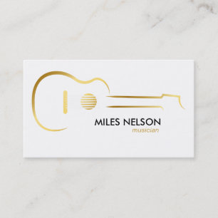Carte De Visite Illustration de logo moderne de guitare en or Musi