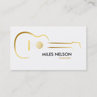 Carte De Visite Illustration de logo moderne de guitare en or Musi