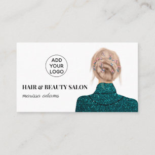 Carte De Visite Illustration de mode d'un salon de coiffure turquo