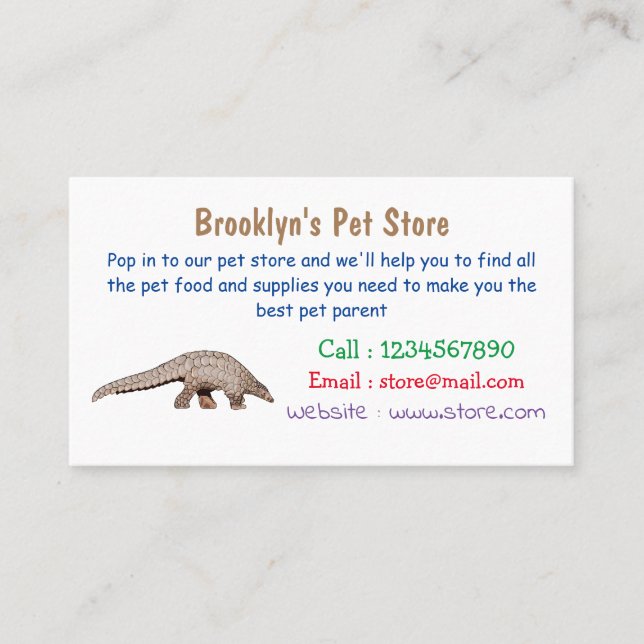 Carte De Visite Illustration de Pangolin (Devant)