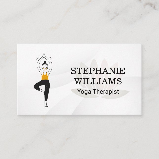 Carte De Visite Illustration de pose de Yoga de fleurs de lotus (Devant)