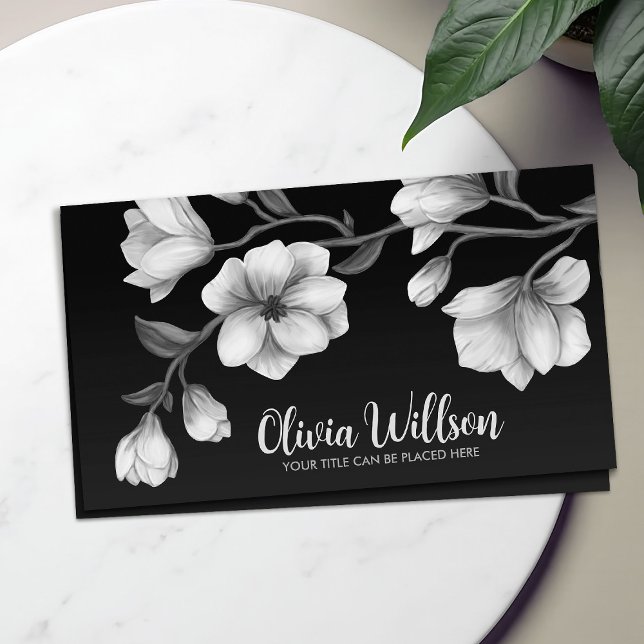 Carte De Visite Illustration des fleurs blanches de Magnolia (Créateur téléchargé)