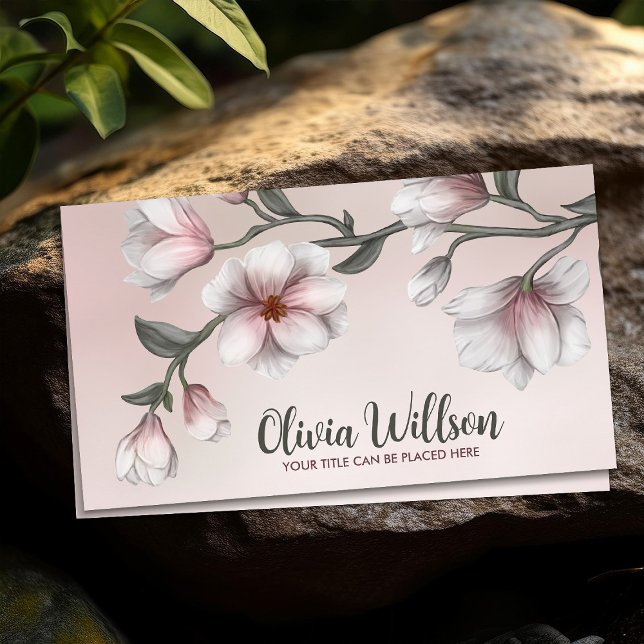 Carte De Visite Illustration des fleurs de Magnolia (Créateur téléchargé)
