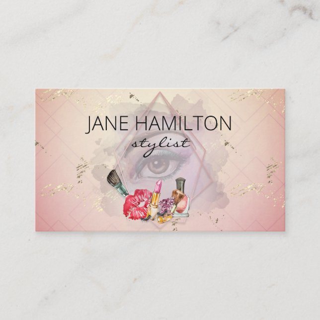 Carte De Visite Illustration des yeux de Glam Stylist Salon (Devant)