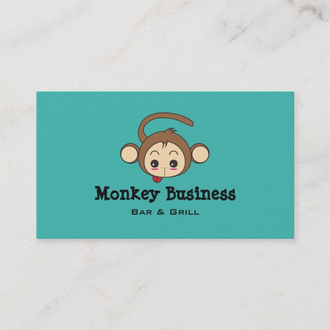 Carte De Visite Illustration du singe de Cute Kawaii (Devant)