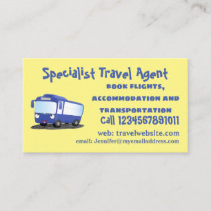 Carte De Visite Illustration d'un bus moderne bleu mignon
