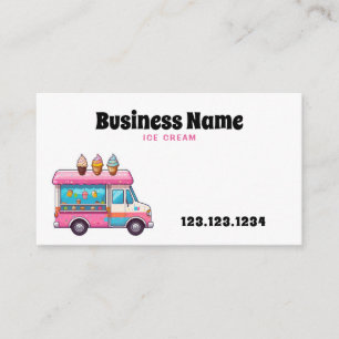 Carte De Visite Illustration d'un camion à glace rose mou