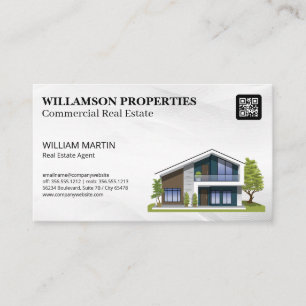 Carte De Visite Illustration d'une maison moderne Code QR
